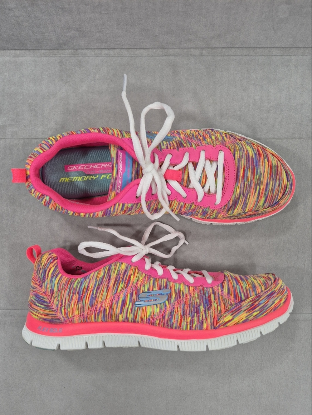 Skechers Flex Appeal sneakers women's 11 pink colorful Lite Weight Memory foam